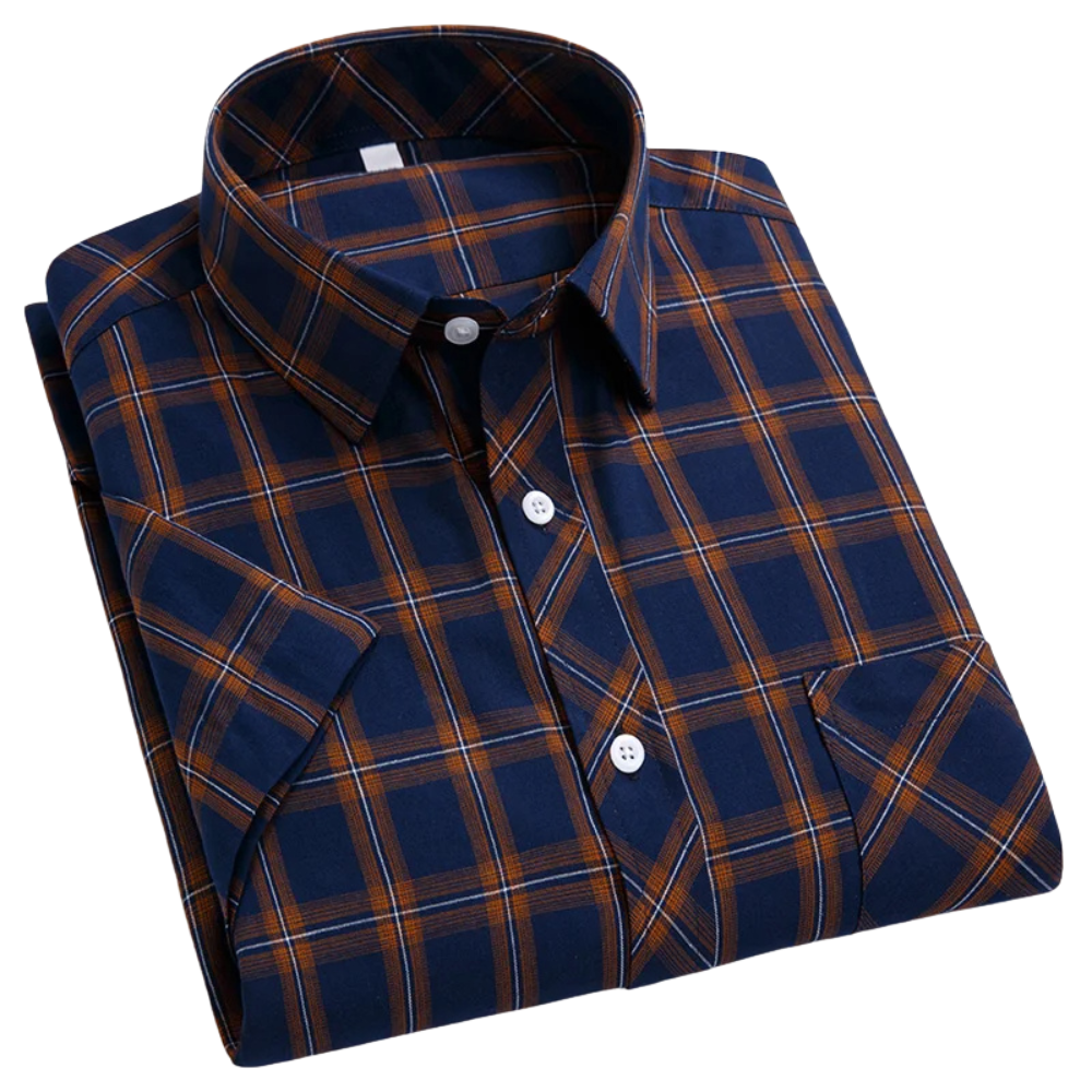 Camisa de algodão de manga curta xadrez