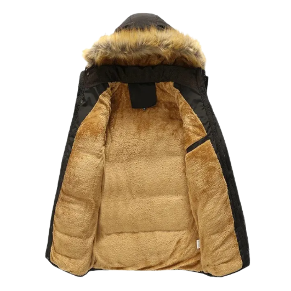 Casaco de inverno elegante em velo acolchoado