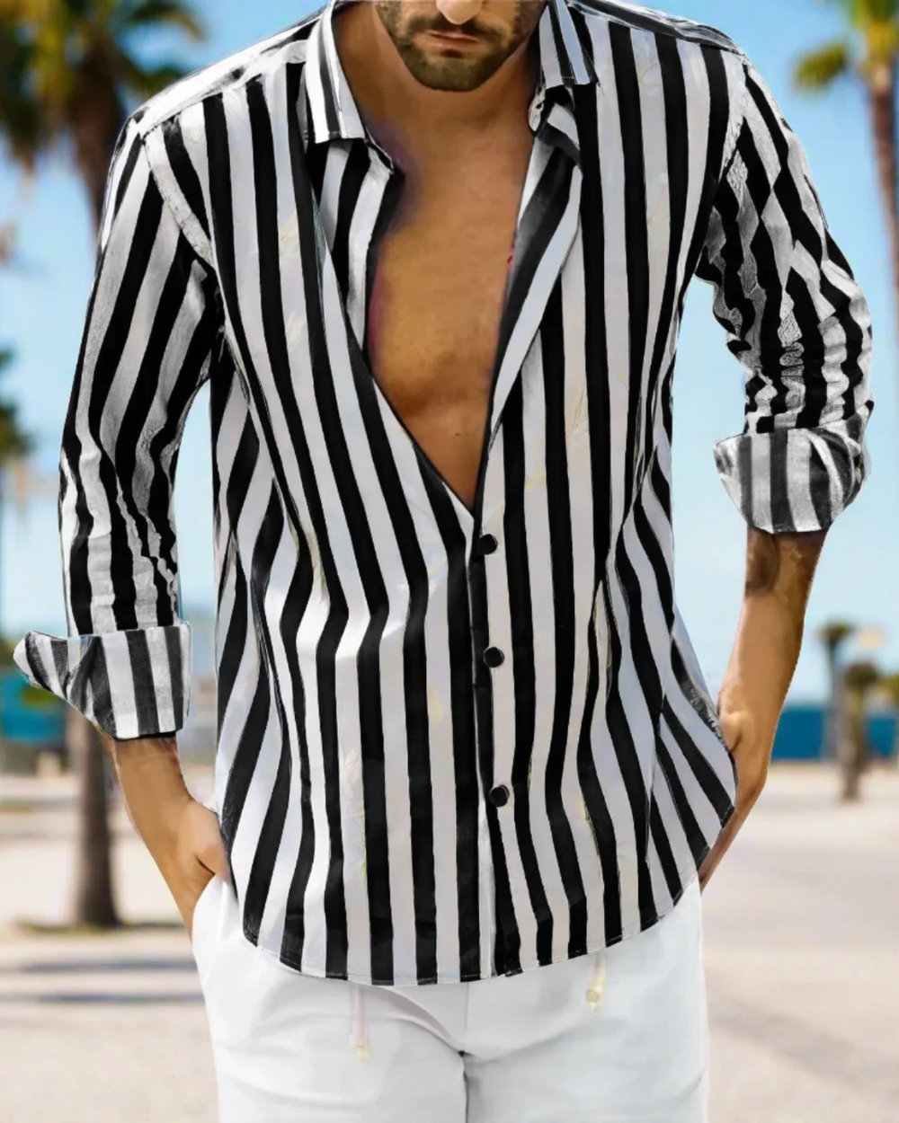 Camisa às riscas