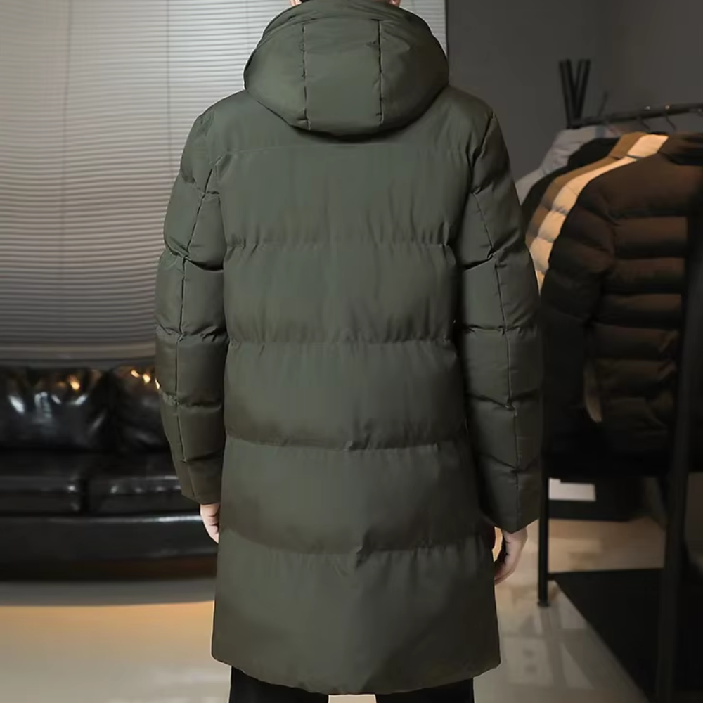 Casaco de inverno comprido e elegante