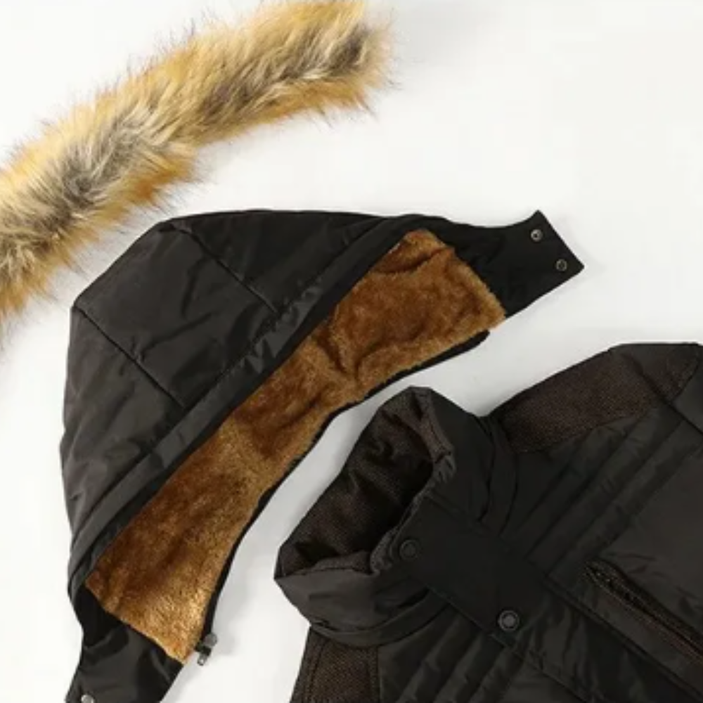 Casaco de inverno elegante em velo acolchoado