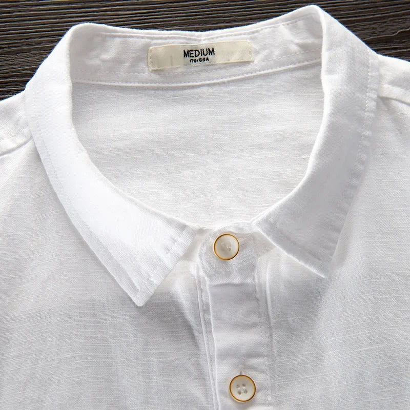 Camisa elegante de algodão e linho