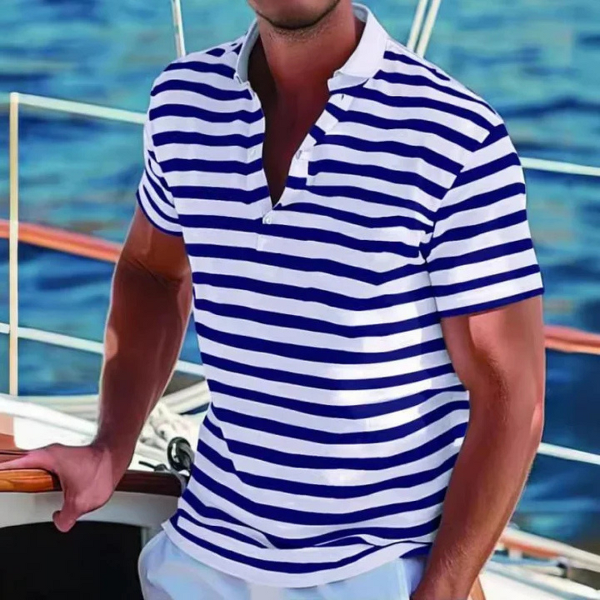 Camisa polo casual às riscas