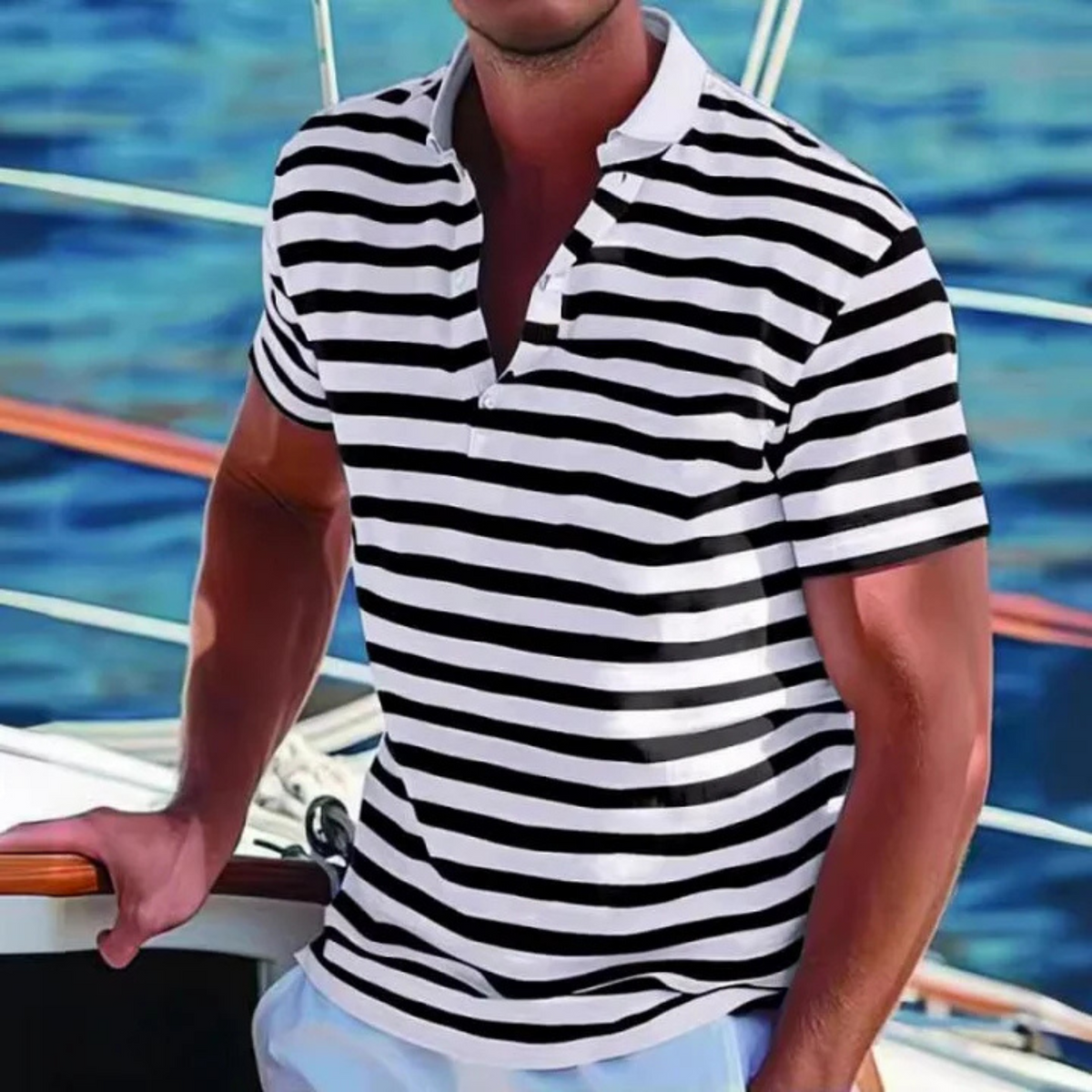 Camisa polo casual às riscas