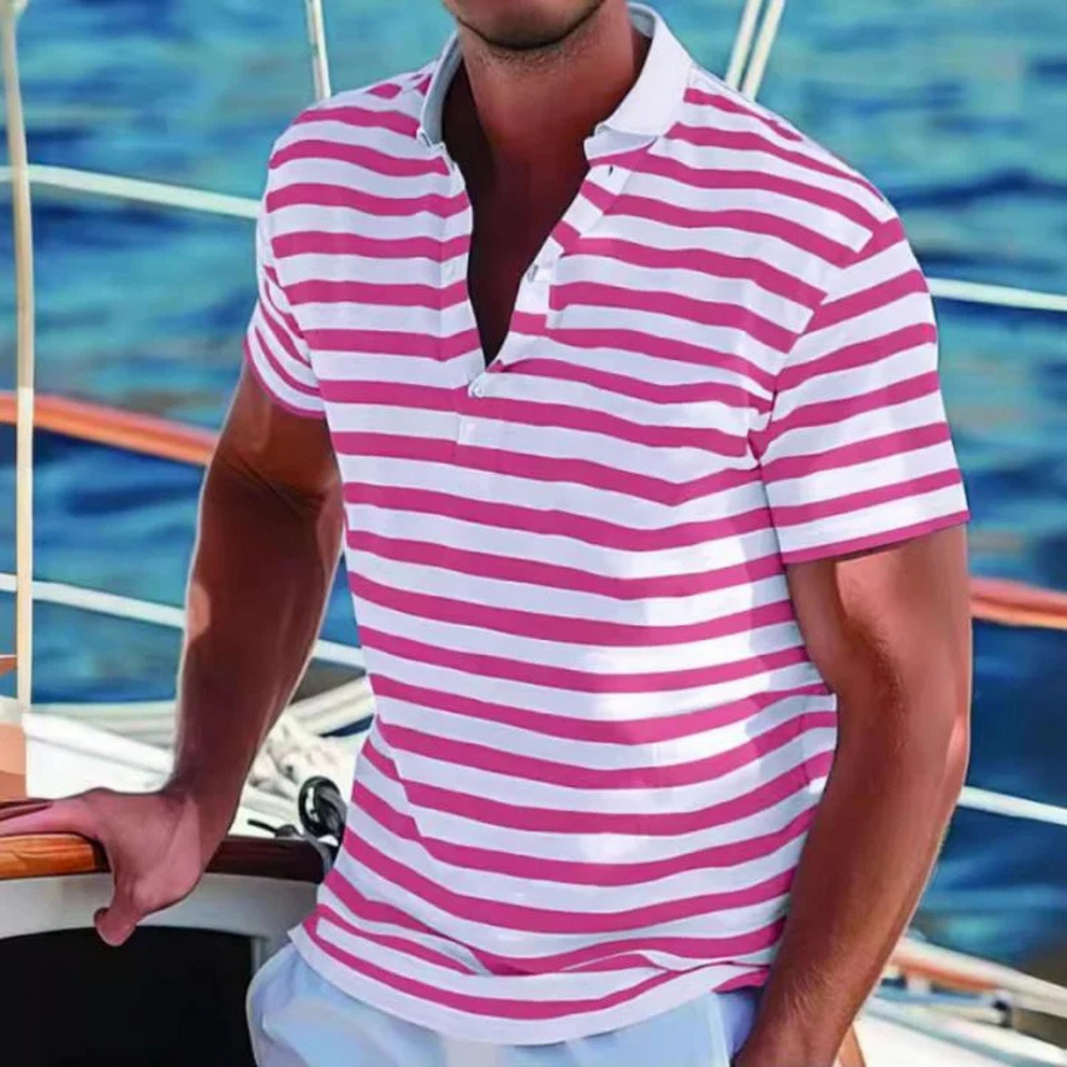 Camisa polo casual às riscas
