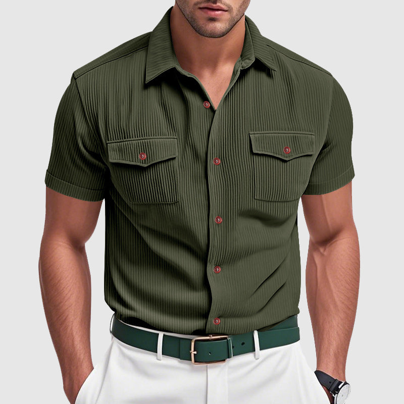 Camisa elegante de veludo cotelê para homem