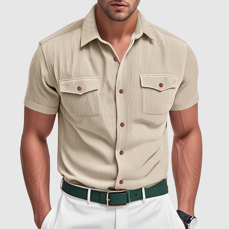 Camisa elegante de veludo cotelê para homem