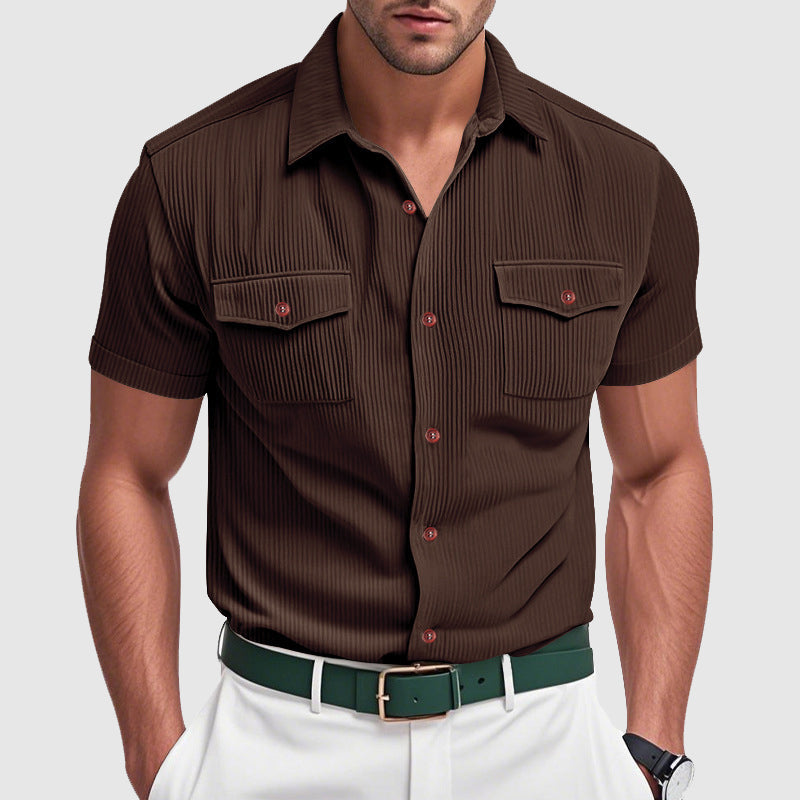 Camisa elegante de veludo cotelê para homem