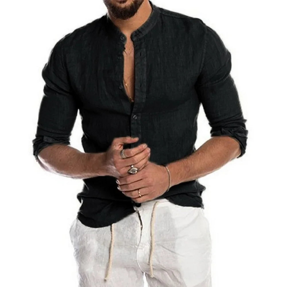 Camisa de algodão e linho