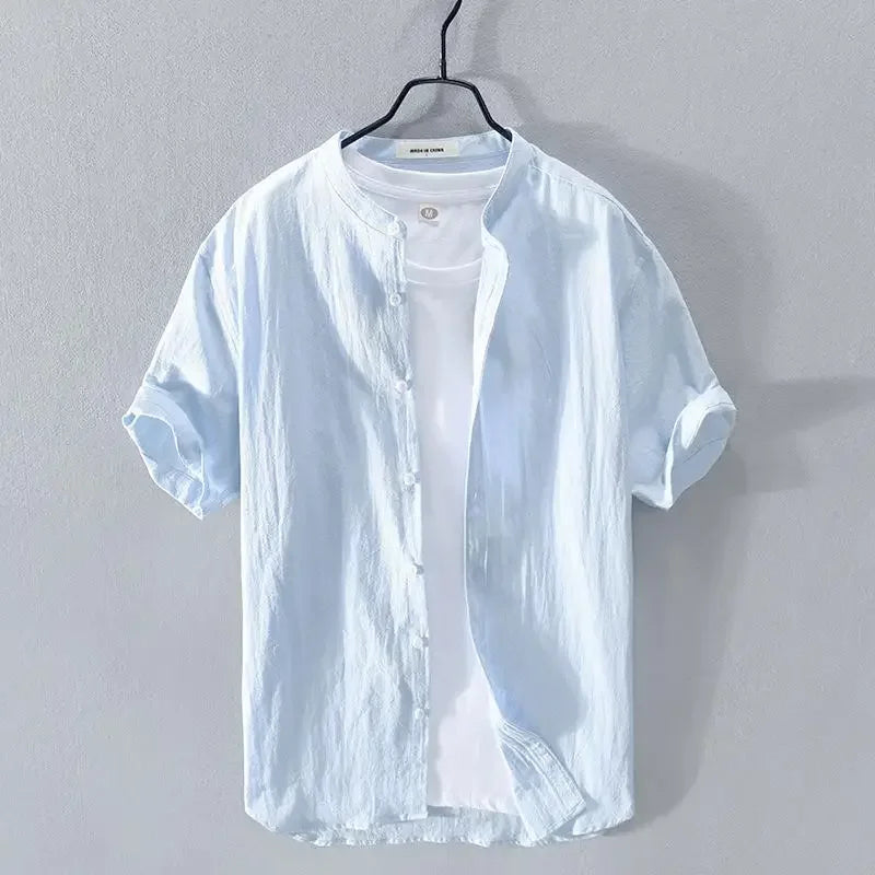 Camisa de verão de algodão e linho
