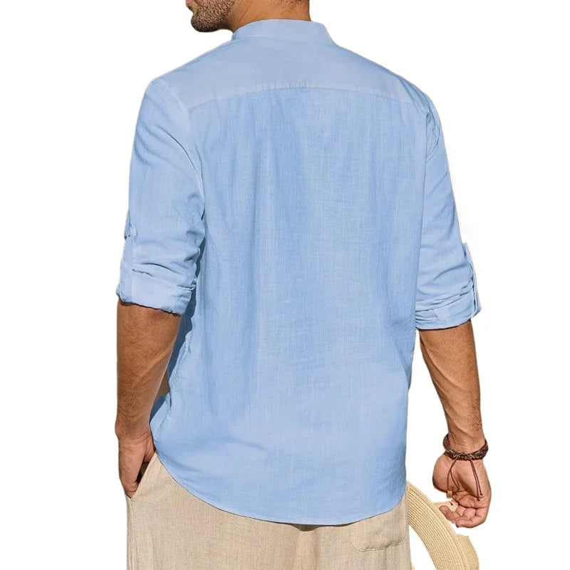 Camisa Henley elegante de algodão