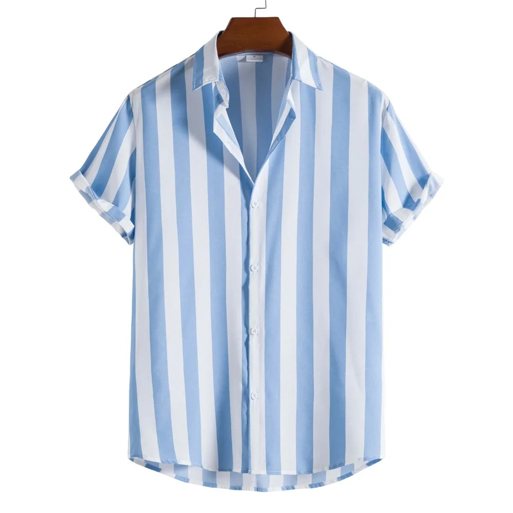 Camisa de verão às riscas de manga curta