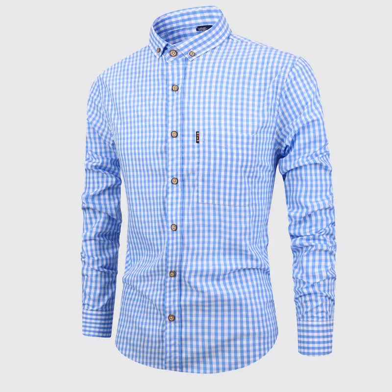 Camisa elegante de algodão xadrez