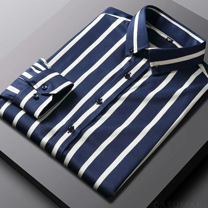 Givalli - Camisa casual às riscas para homem
