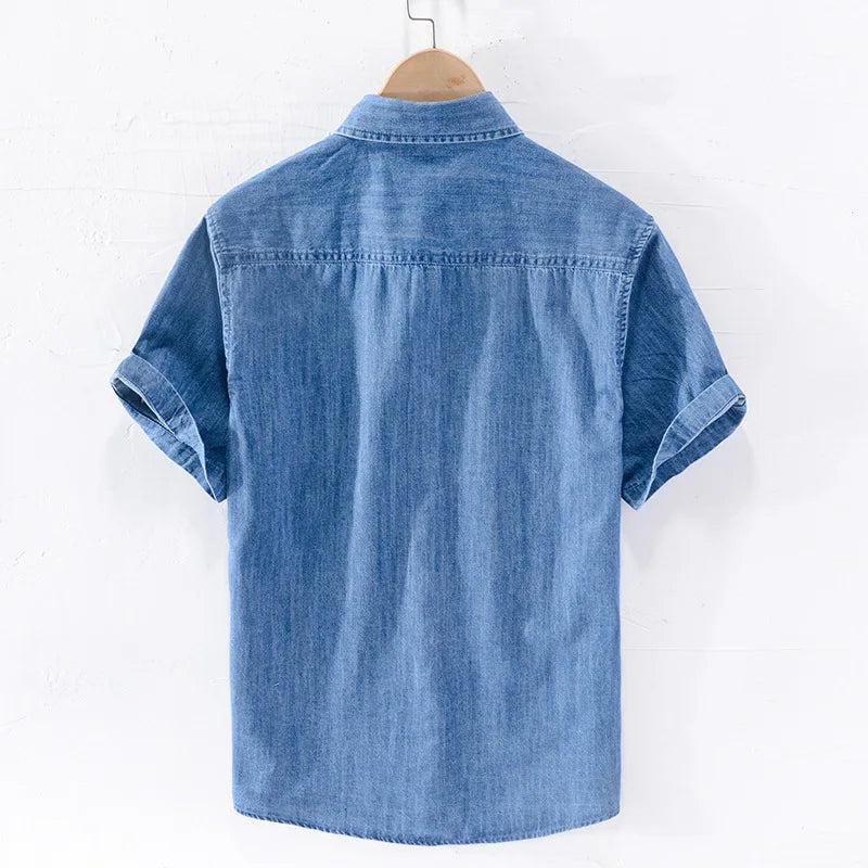 Camisa de ganga de manga curta