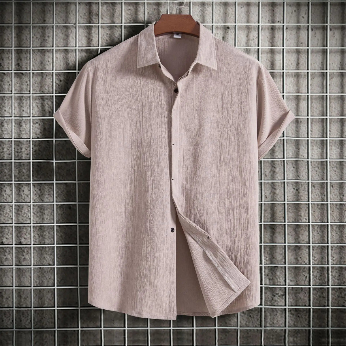 Camisa de manga curta em algodão e linho