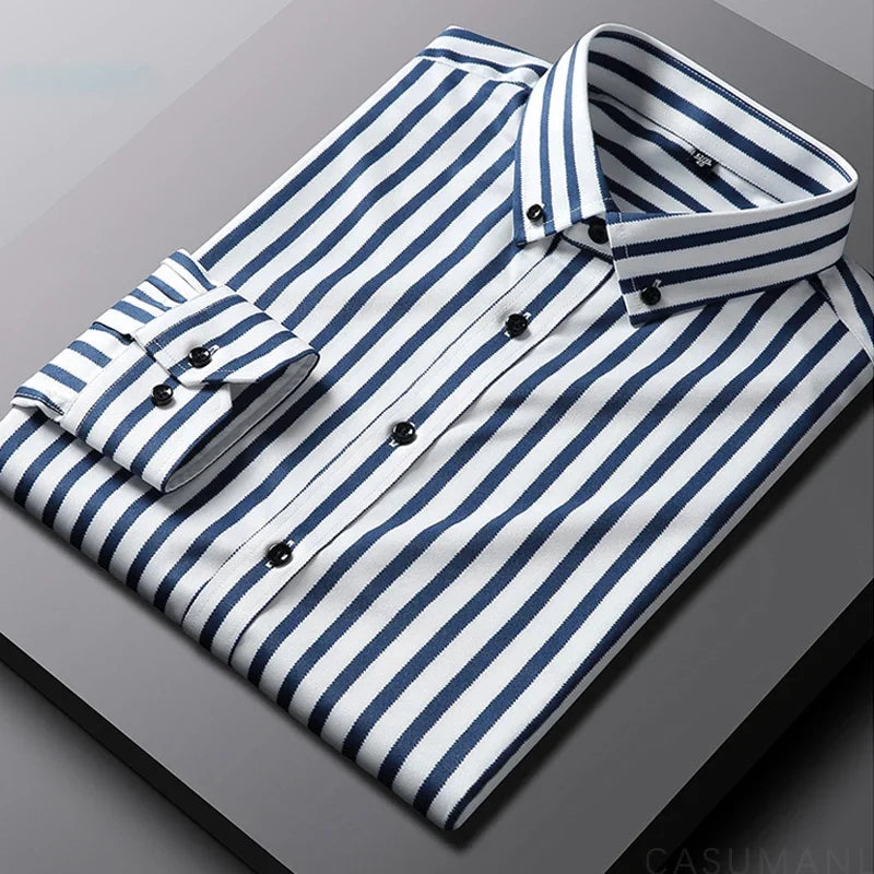 Givalli - Camisa casual às riscas para homem