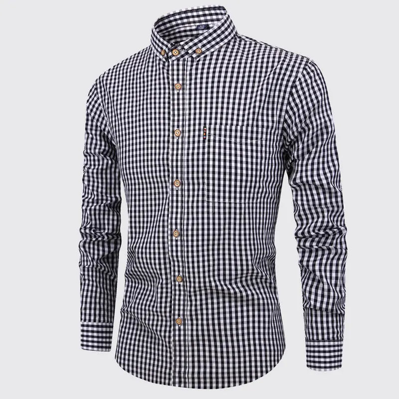Camisa elegante de algodão xadrez