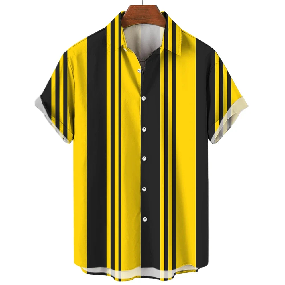 Camisa de verão às riscas de manga curta