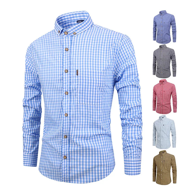 Camisa elegante de algodão xadrez