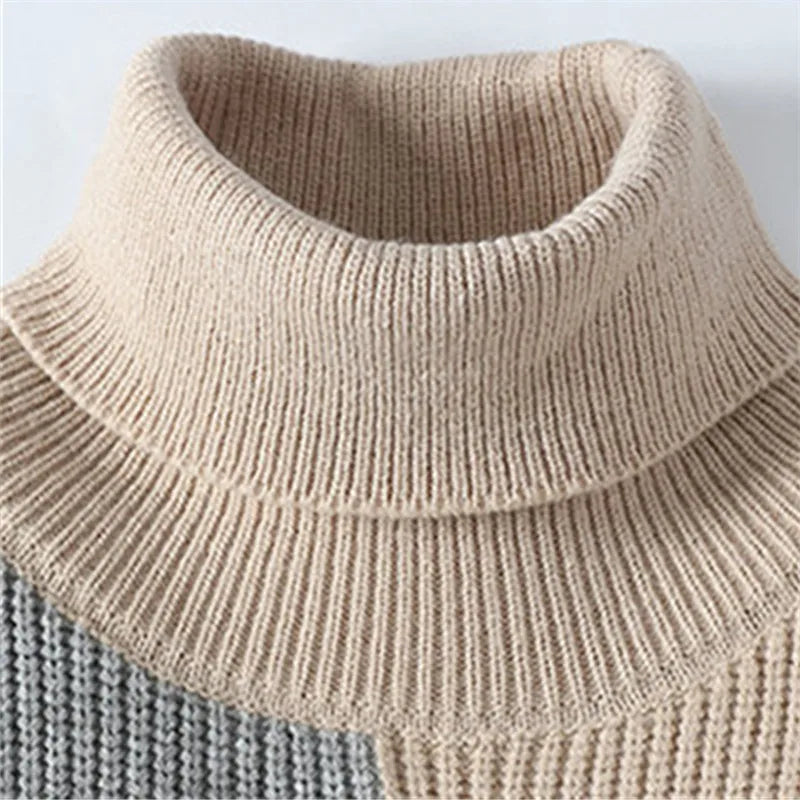Elegant Patchwork Turtleneck