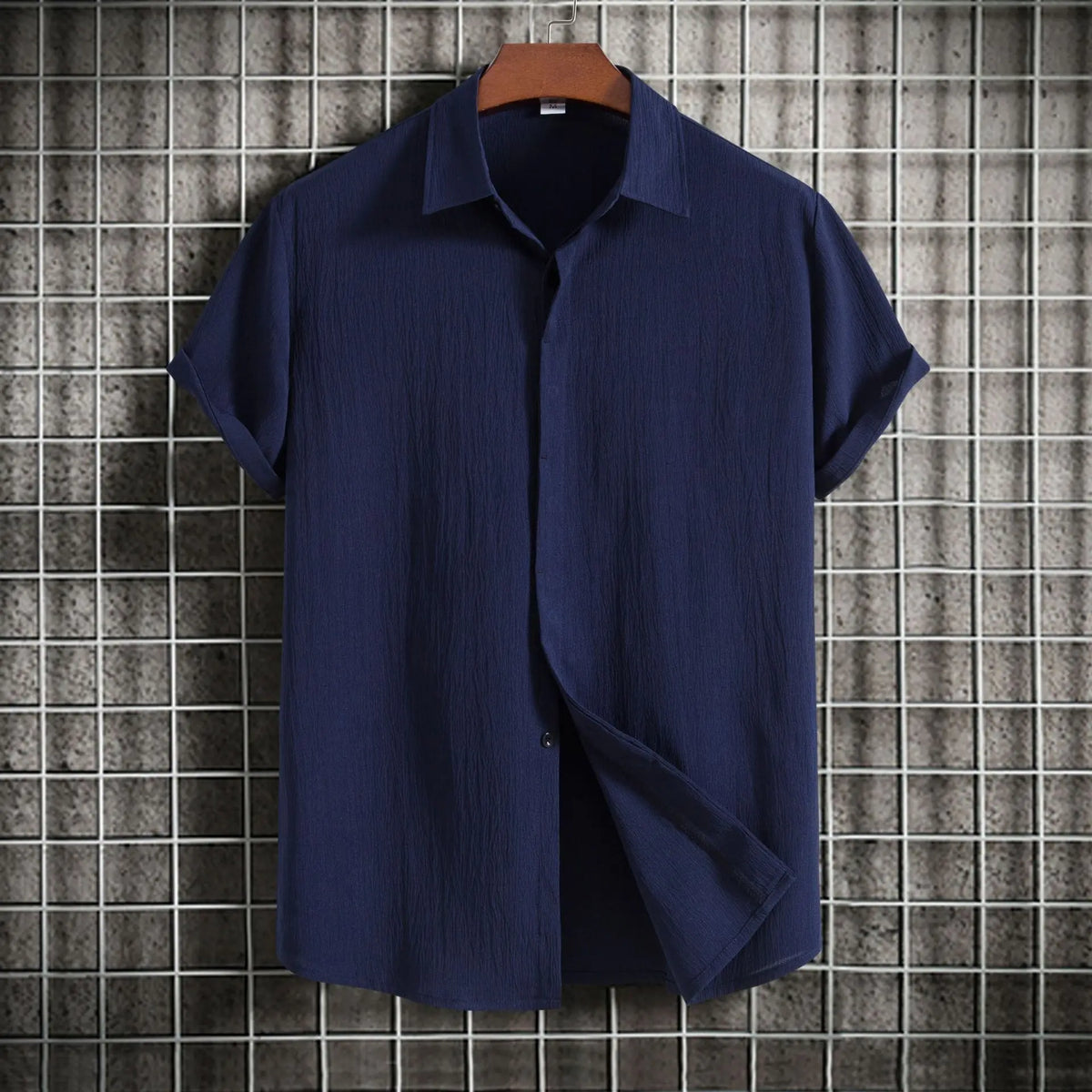 Camisa de manga curta em algodão e linho