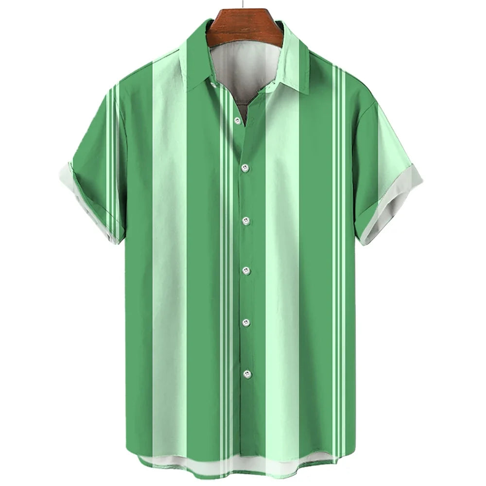 Camisa de verão às riscas de manga curta