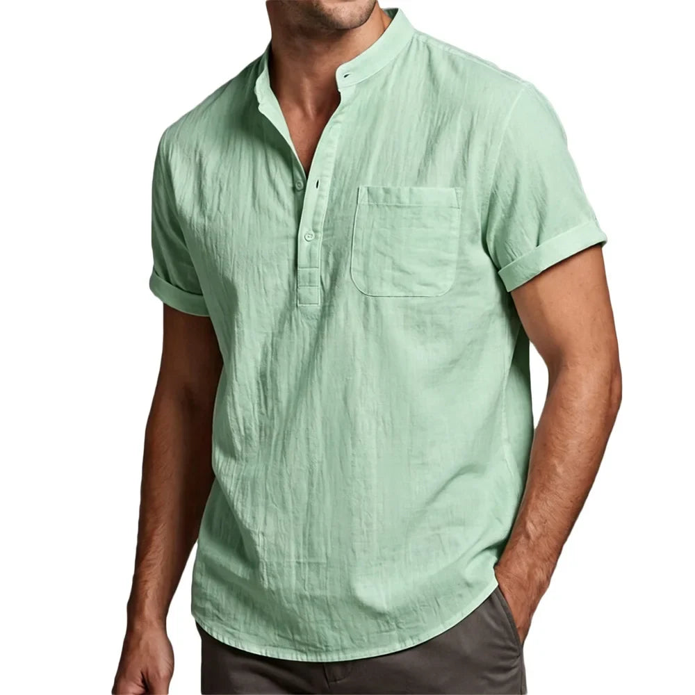 Camisa de algodão e linho