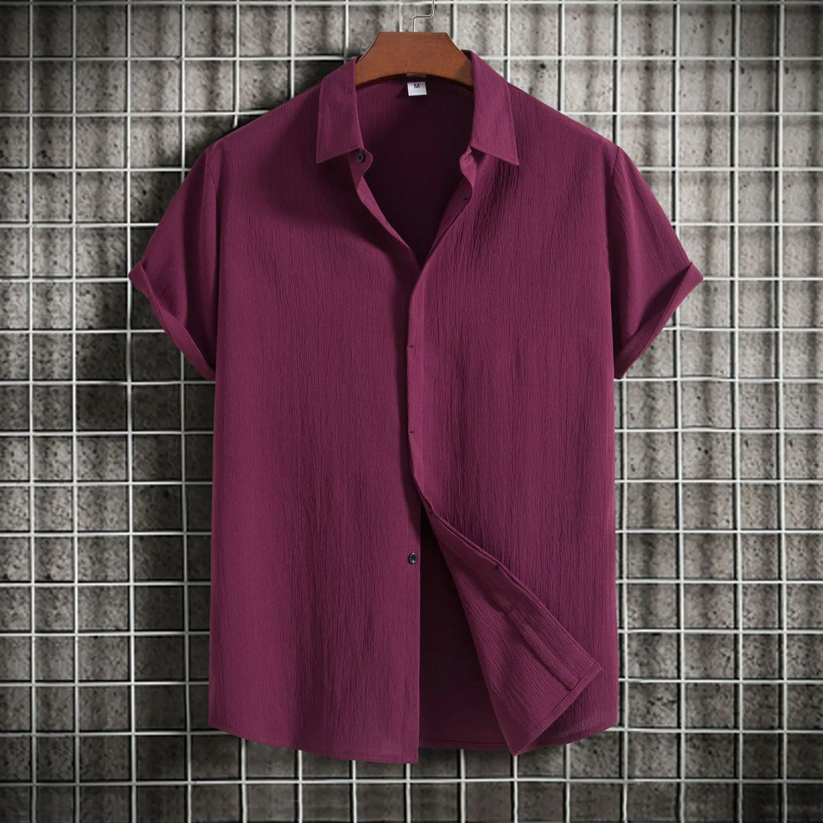 Camisa de manga curta em algodão e linho