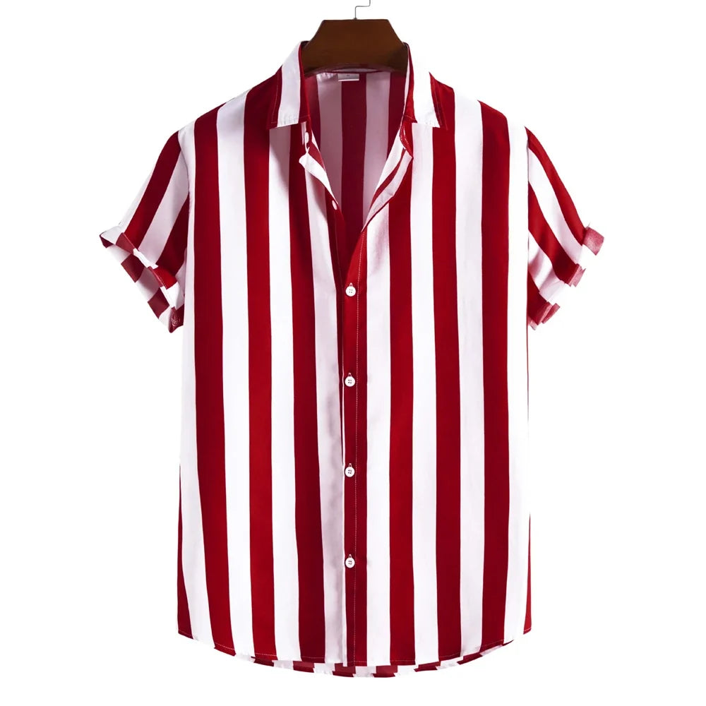 Camisa de verão às riscas de manga curta