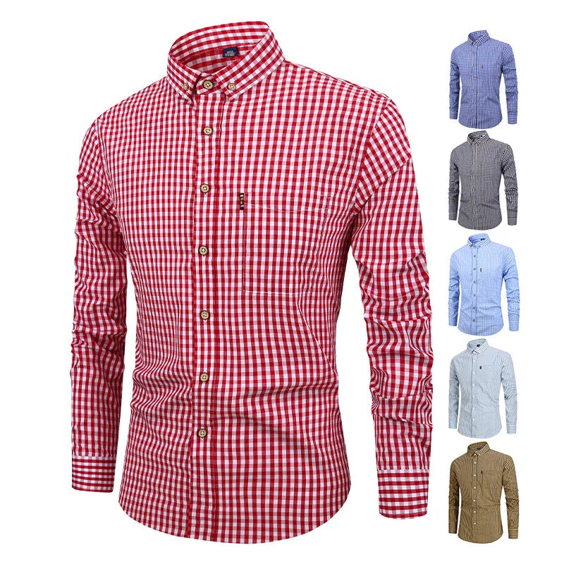 Camisa elegante de algodão xadrez