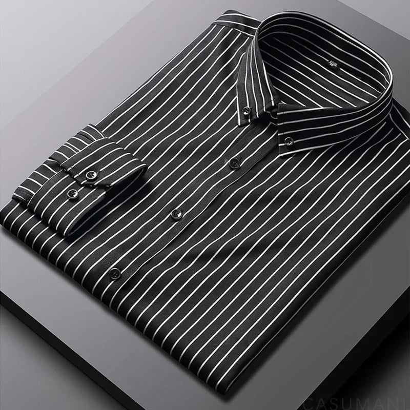 Givalli - Camisa casual às riscas para homem