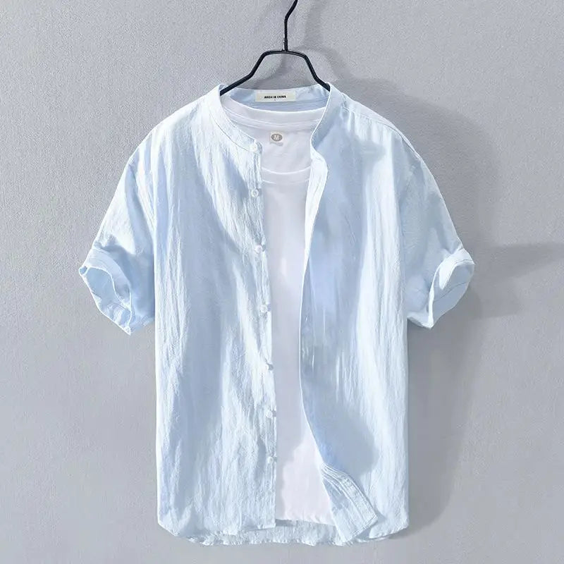 Camisa de verão de algodão e linho