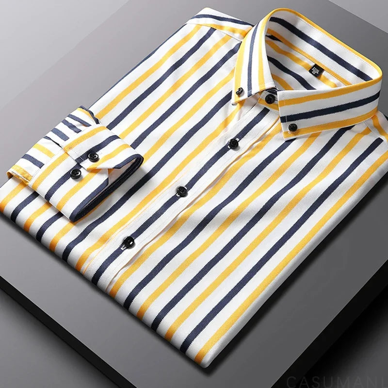 Givalli - Camisa casual às riscas para homem