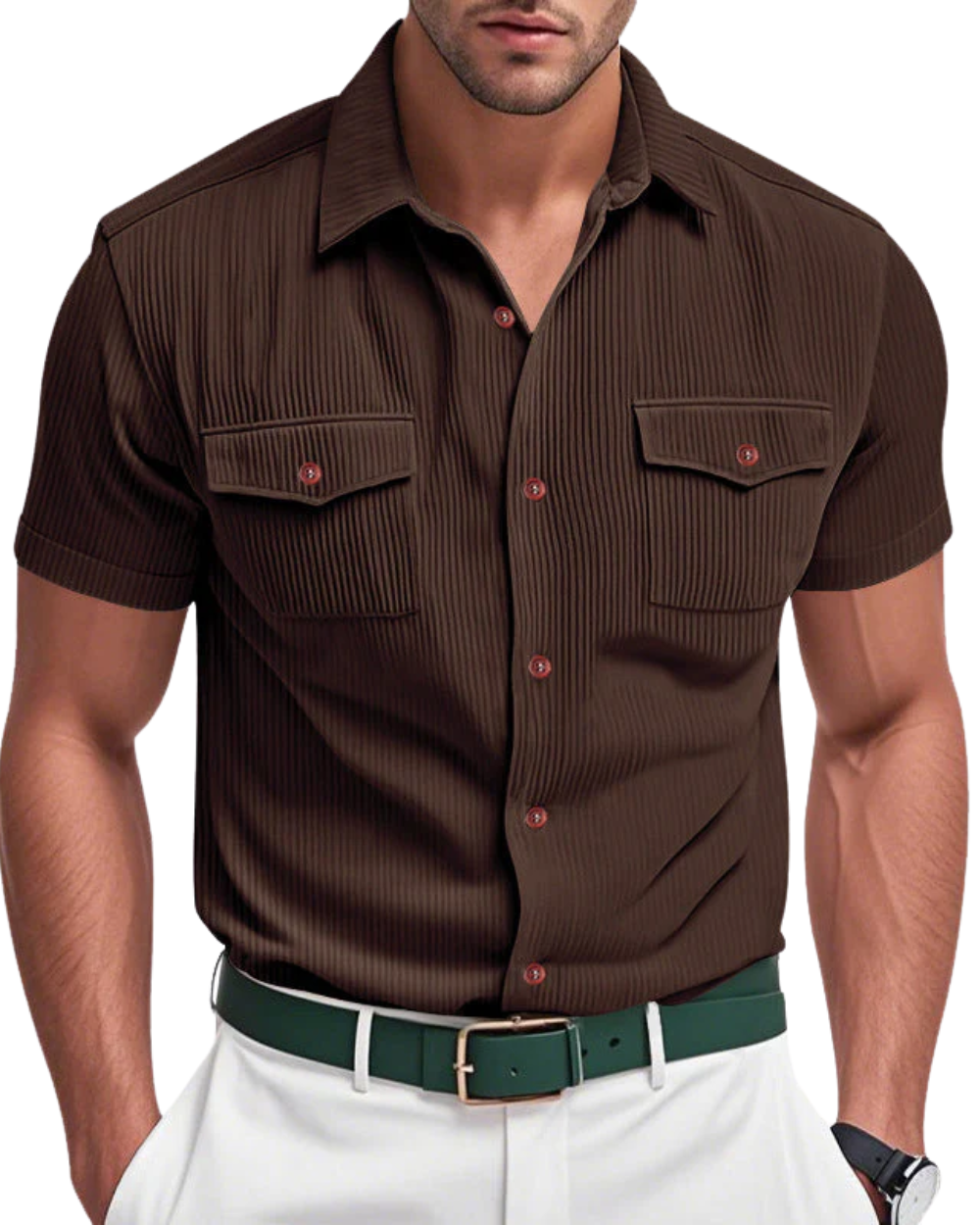 Camisa elegante de veludo cotelê para homem