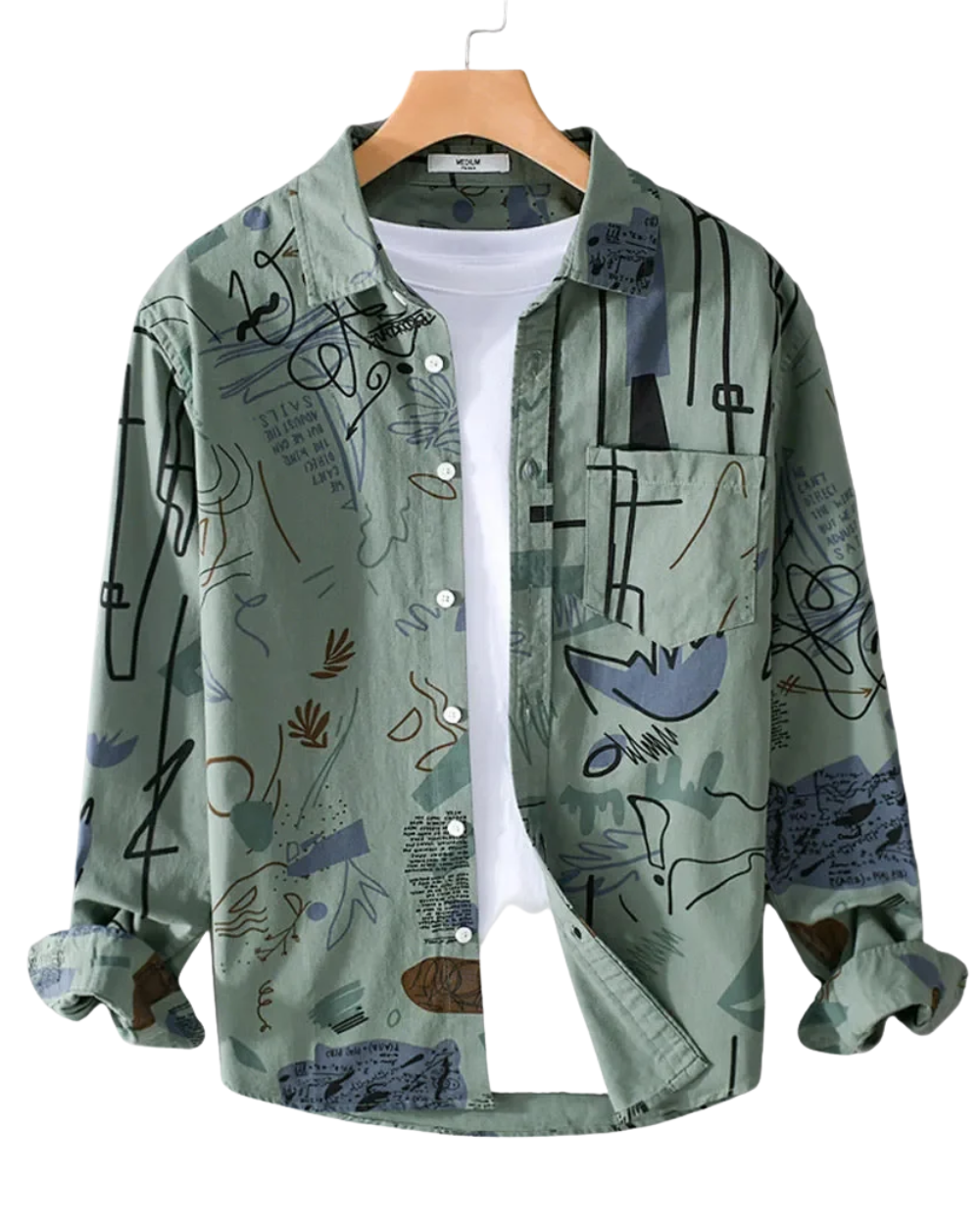 Camisa casual de manga comprida para homem