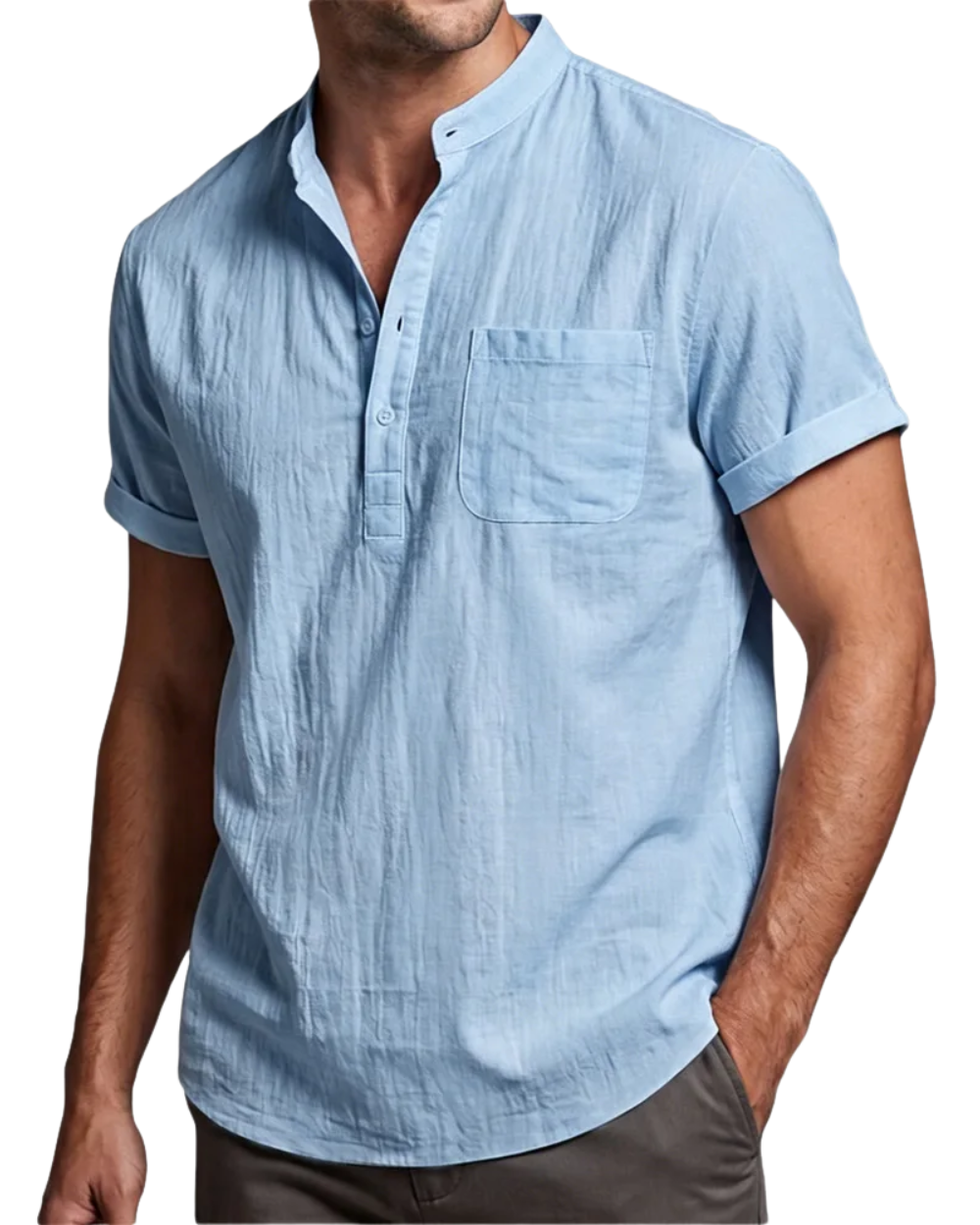 Camisa de algodão e linho