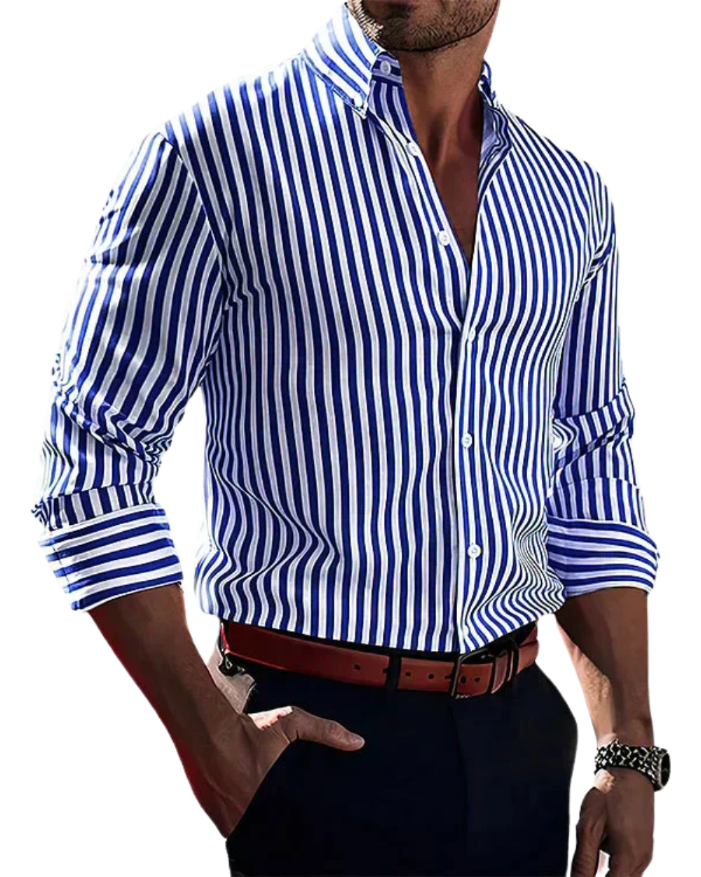 Camisa elegante às riscas