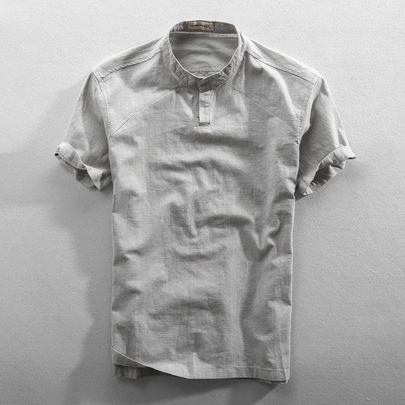 Camisa de verão elegante em algodão e linho