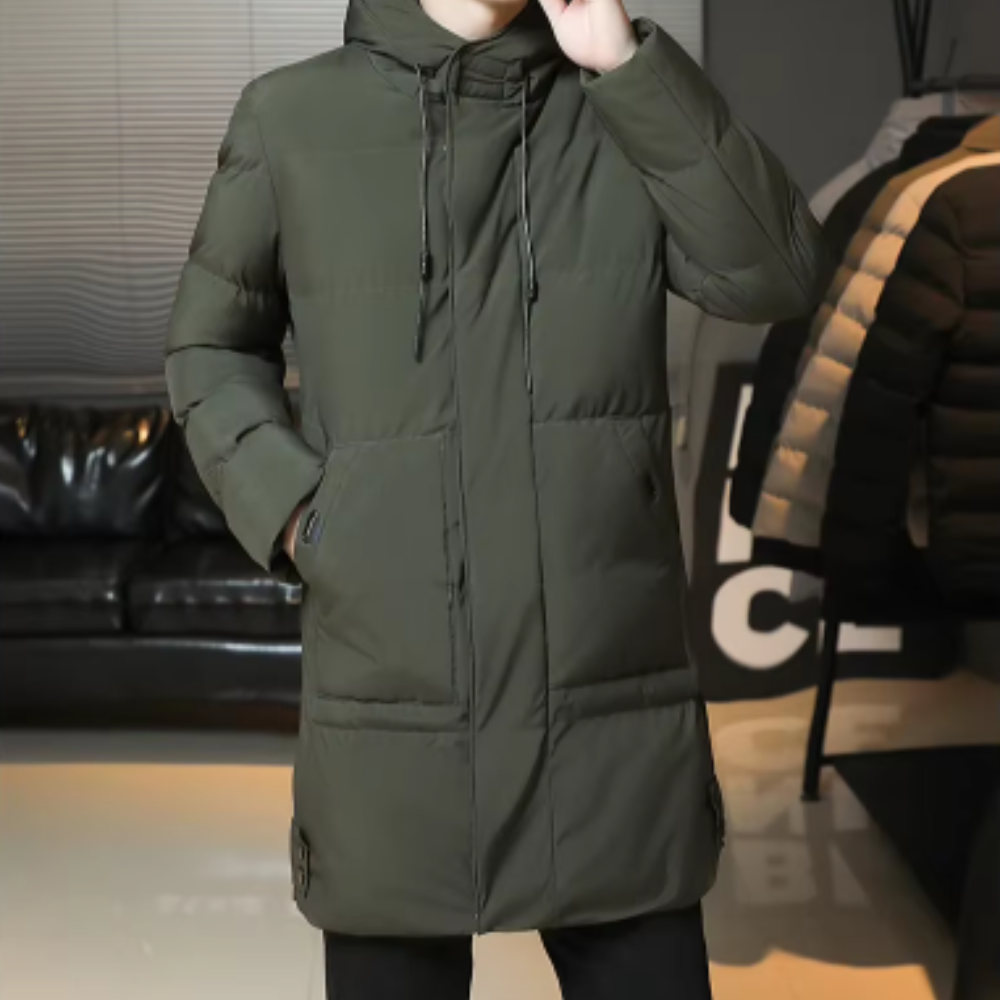 Casaco de inverno comprido e elegante