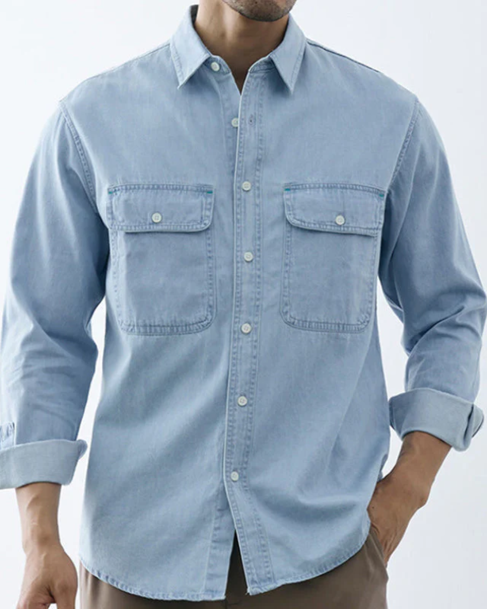 Camisa clássica de ganga