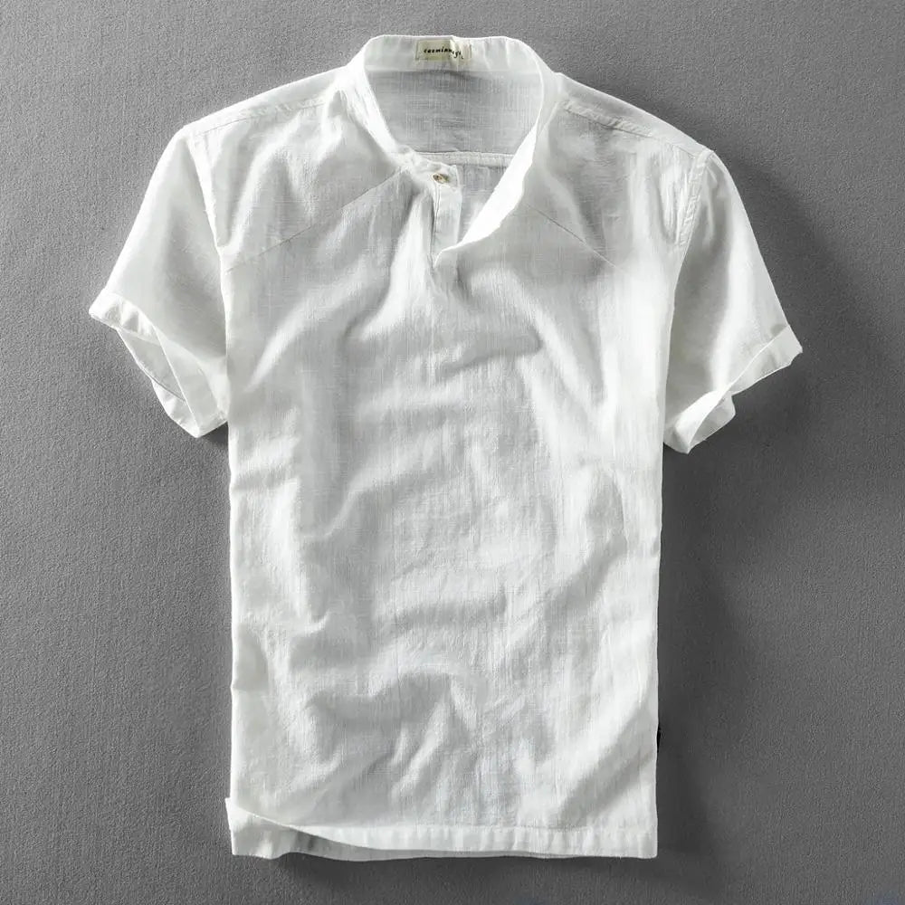 Camisa de verão elegante em algodão e linho