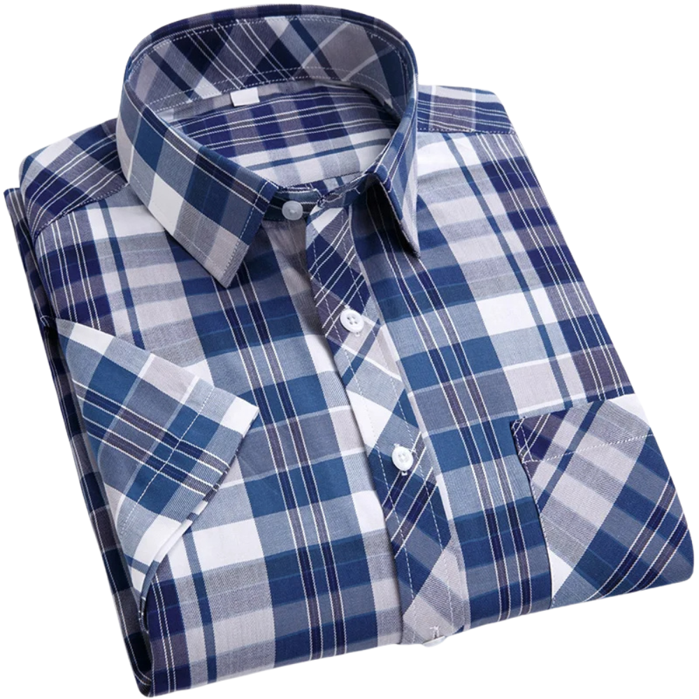 Camisa de algodão de manga curta xadrez