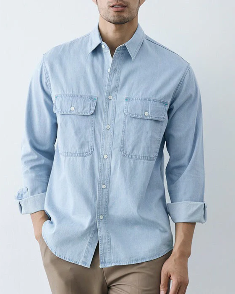 Camisa clássica de ganga