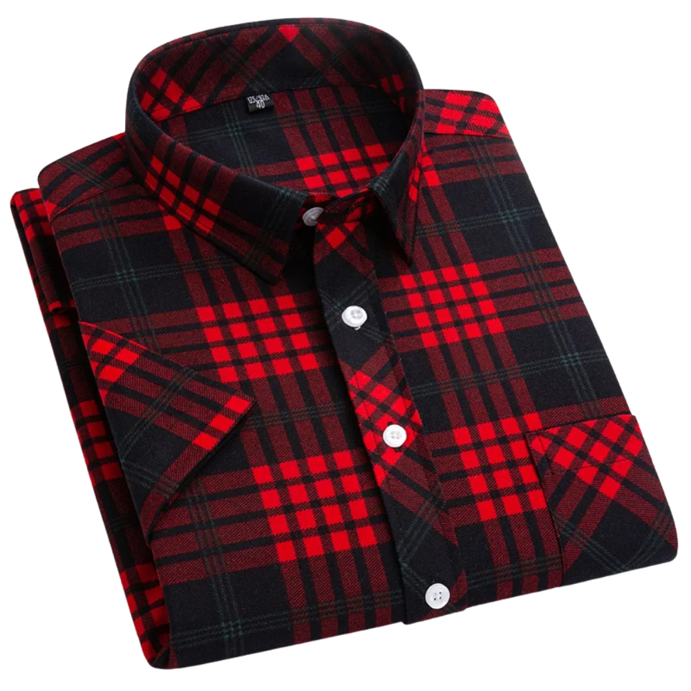 Camisa de algodão de manga curta xadrez