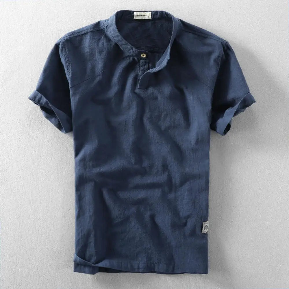 Camisa de verão elegante em algodão e linho