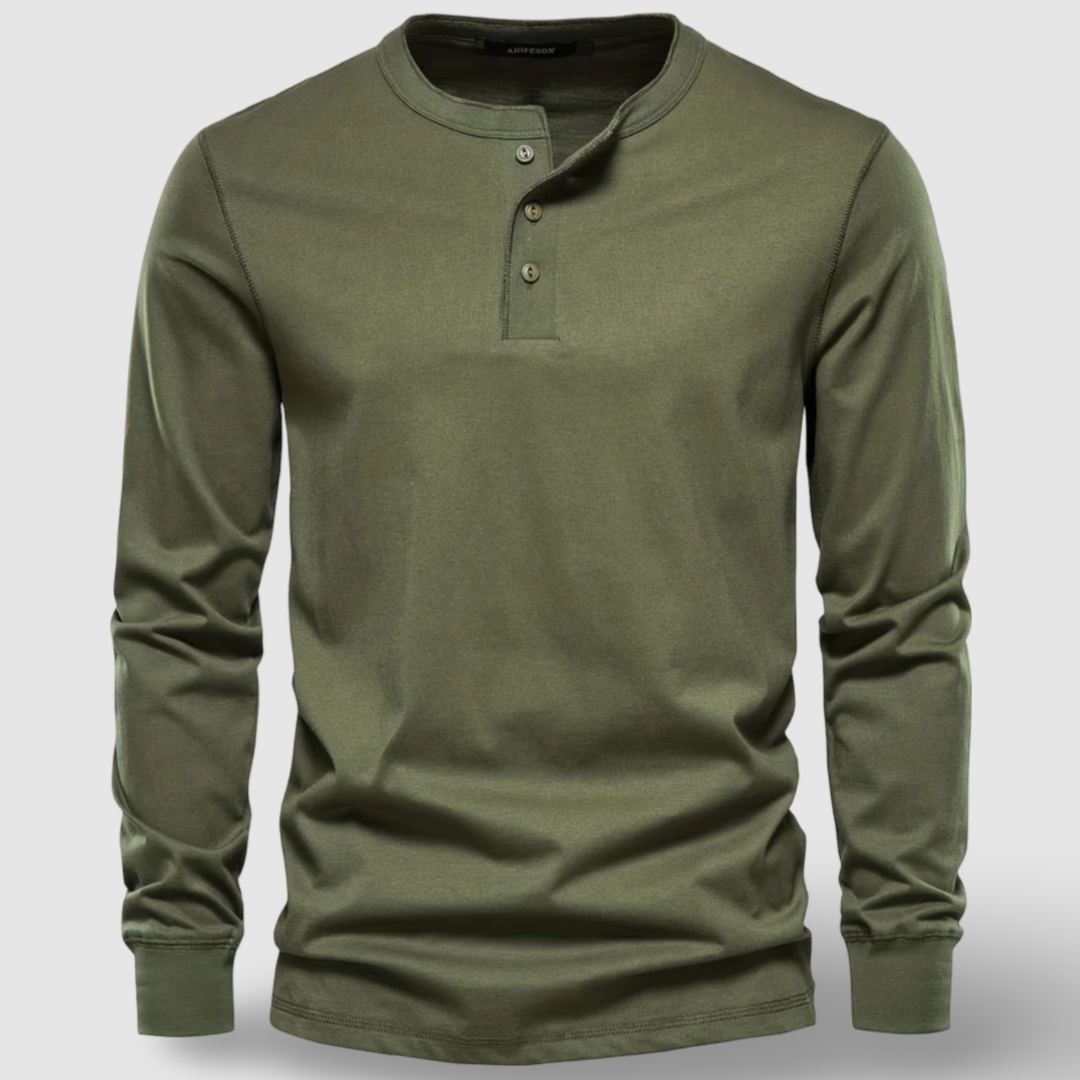 Elegant Cotton Long Sleeve Henley