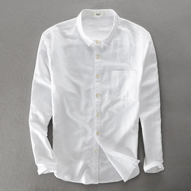 Camisa elegante de algodão e linho