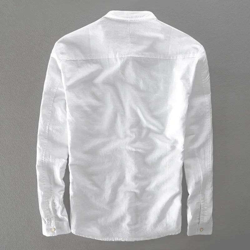 Camisa elegante de algodão e linho