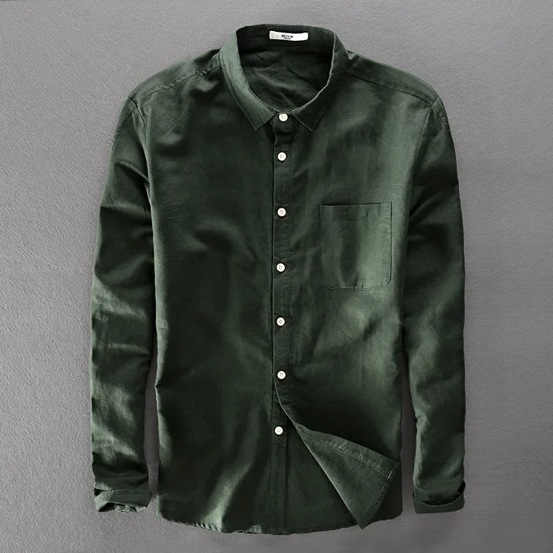 Camisa elegante de algodão e linho